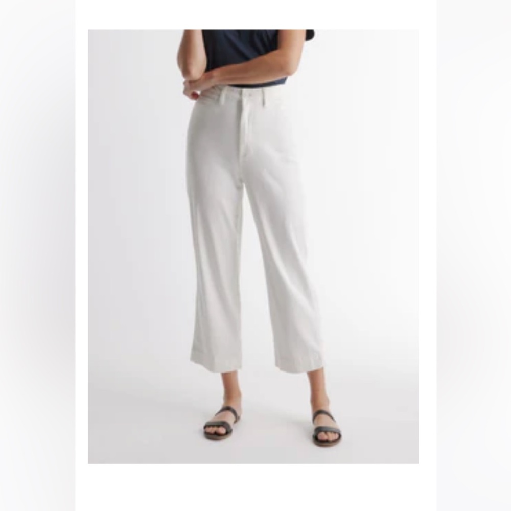 Quince Stretch Cotton Twill Wide-Leg Crop Pant in Ivory NWOT